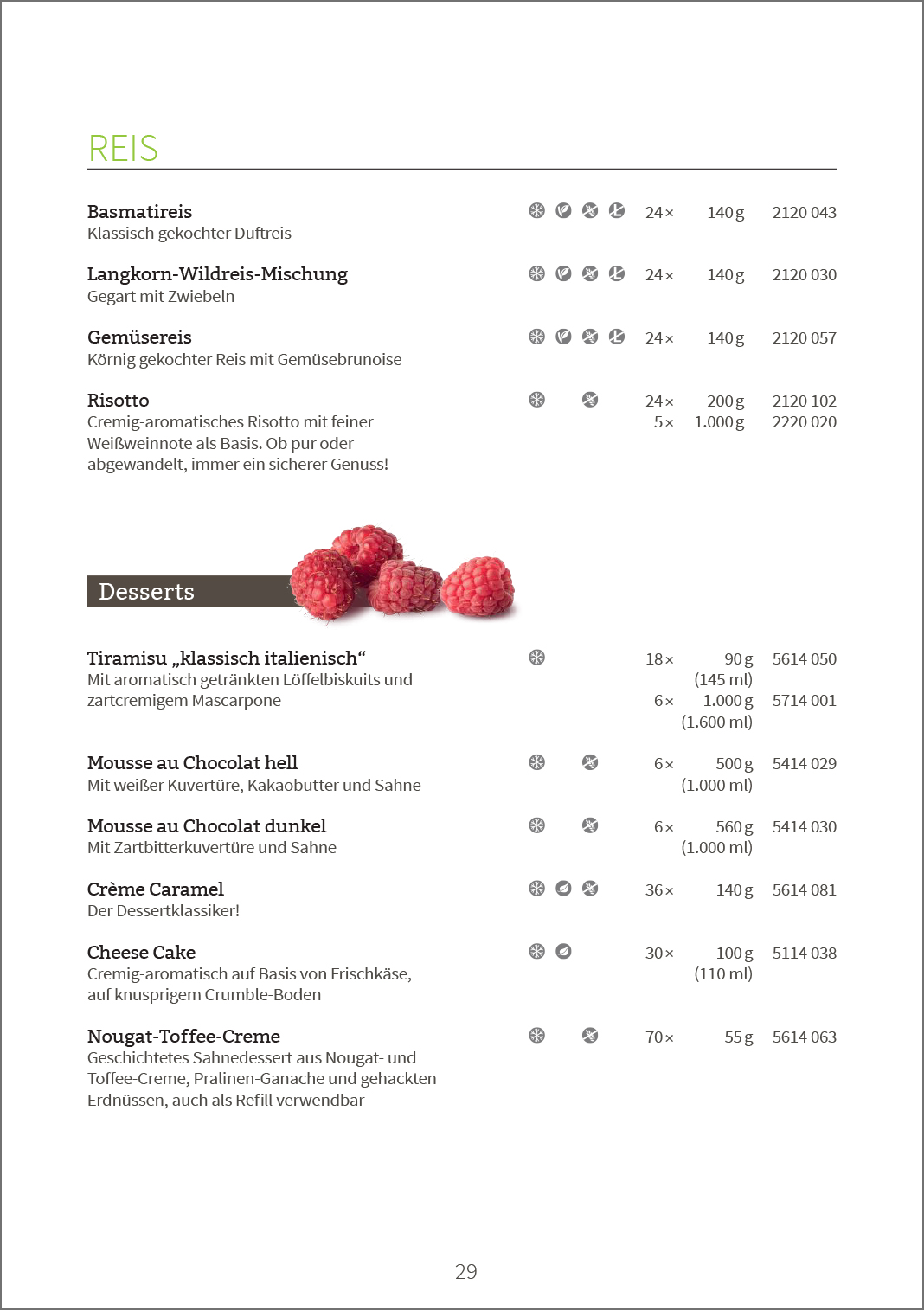 Lieferprogramm - Desserts