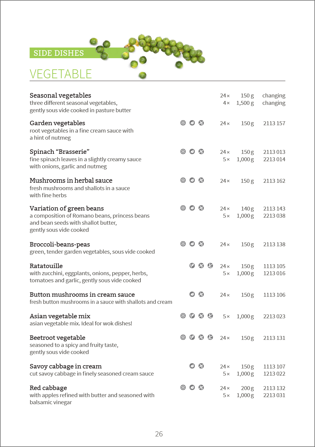 Delivery program – Side dishes