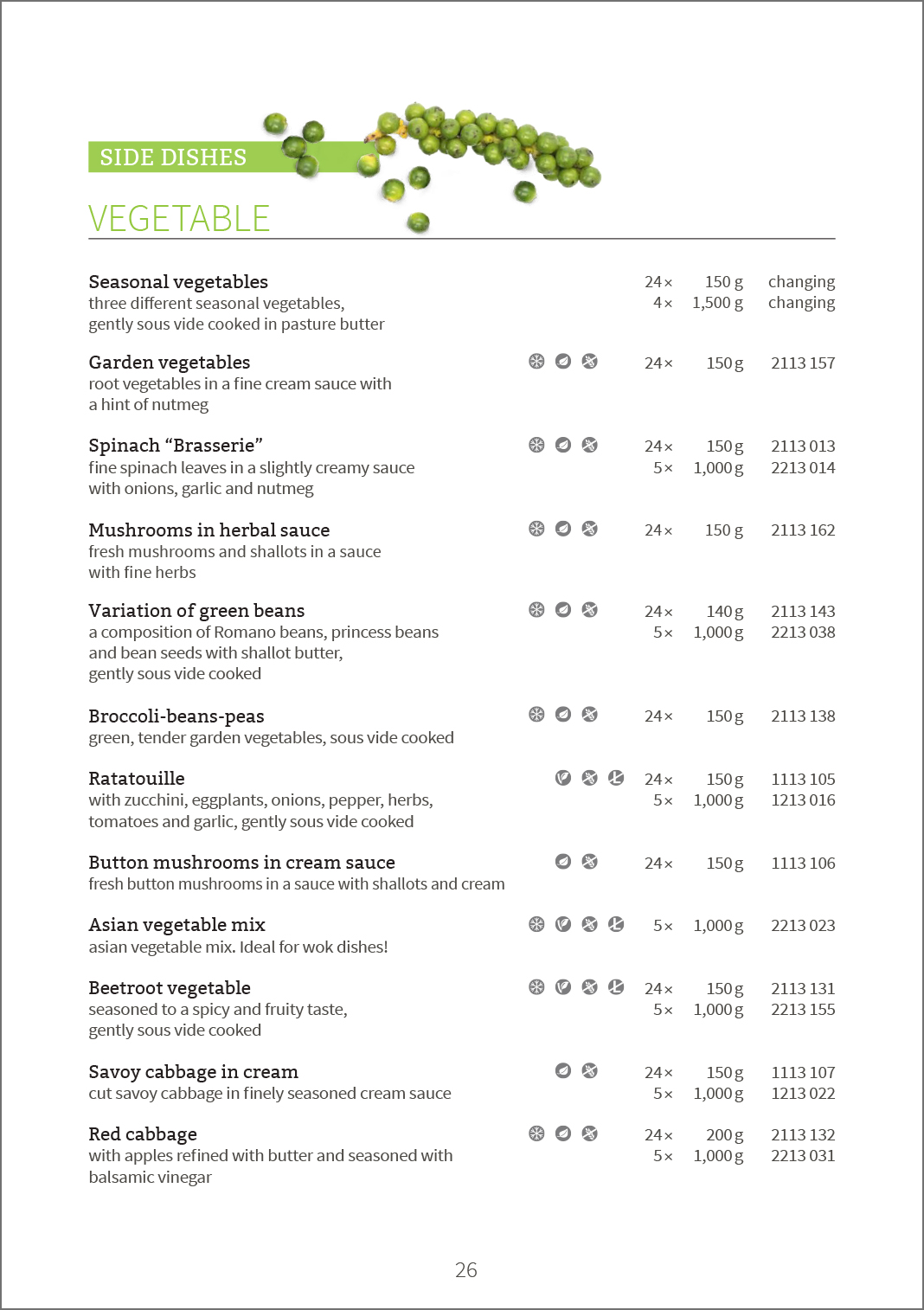 Delivery program – Side dishes